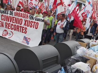 Manifestación de esta semana en apoyo a los trabajadores de la basura en huelga.