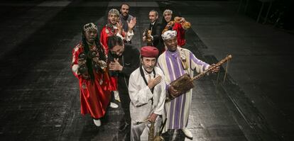 Jorge Pardo y el cuarteto de intérpretes gnawa,nlos dos jazzistas y Rycardo Moreno, el viernes.