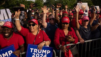 Seguidores de Trump en el mitin del Bronx (Nueva York), el jueves 23 de mayo.