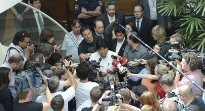 Evo Morales, el 3 de julio en el aeropuerto de Viena.