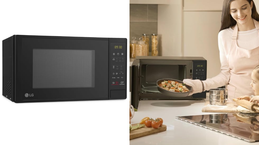 Microondas con grill LG con cinco niveles de potencia.