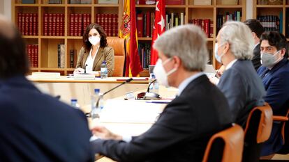 The president of the community of Madrid Isabel Diaz Ayuso during a meeting of the governing council of the Community of Madrid 27 May 2020