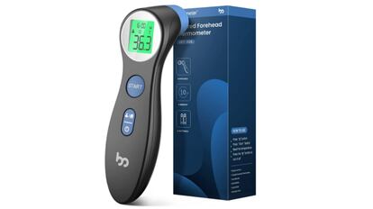 Termómetro digital de frente de Femometer en negro