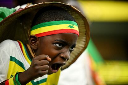 Un niño anima a la selección de Senegal durante el partido que la enfrentó a Holanda. 