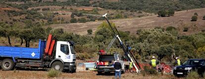 Empleados de Berkeley en la explotación minera de uranio en Retortillo, Salamanca.