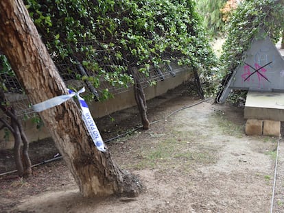 El lugar donde se ha localizado el cadáver del bebé que había desaparecido en Zaragoza, este sábado.