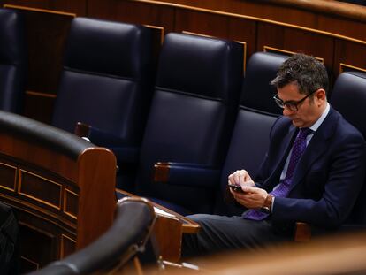 El ministro Félix Bolaños, durante el debate de este jueves en el Congreso.