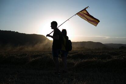 Protesta d'Òmnium i l'ANC davant de la presó catalana de Lledoners.