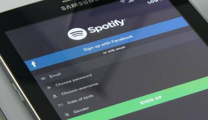 Spotify en un smartphone en inicio