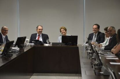 Alckmin, Mercadante e Dilma em Brasília.