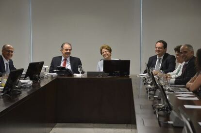 Alckmin, Mercadante e Dilma em Bras&iacute;lia.