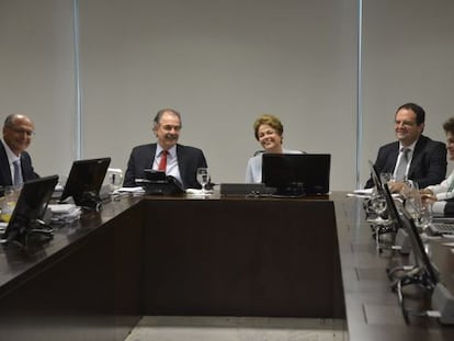 Alckmin, Mercadante e Dilma em Bras&iacute;lia.