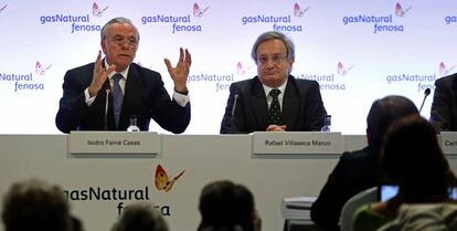 Isidro Fainé, presidente de Gas Natural Fenosa y Rafael Villaseca, consejero delegado