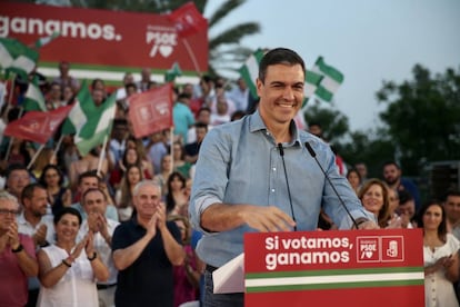 Pedro Sanchez en el acto fin de campaña de las elecciones andaluzas.