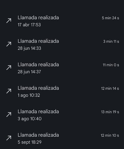 Historial llamadas Android