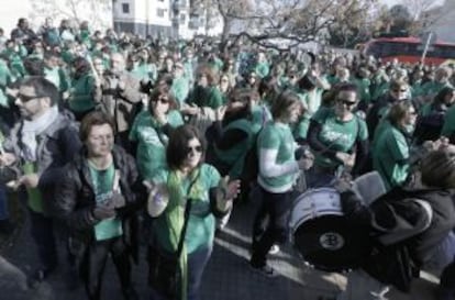 Manifestación durante la protesta de profesores del 7 de enero.