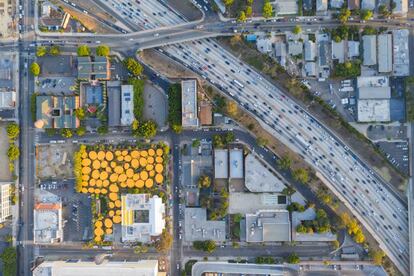 Vista aérea de la sede de Second Home en Los Ángeles.