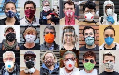 Las personas que salen de casa estos días buscan protegerse del contagio del coronavirus por medio de mascarillas de todo tipo, algunas compradas y otras hechas a mano. Las recomendaciones por parte del Gobierno de su uso como medida de protección y la escasez de mascarillas homologadas han hecho que podamos encontrar una gran diversidad de mascarillas en la calle.