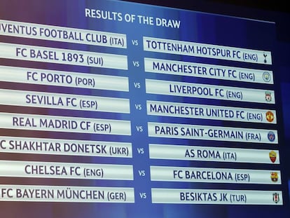 Emparejamientos del sorteo de Champions League