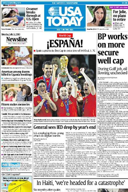 Portada del diario <b><i>USA Today.</b></i>