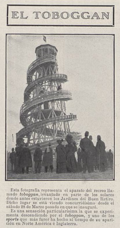 El tobogán de hierro instalado Cibeles en 1908.