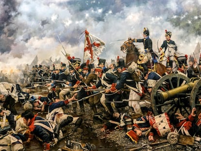 Batalla de San Marcial, de Augusto Ferrer-Dalmau colección en el Museo del Ejército (Alcázar de Toledo) y en el que aparece la Cruz de Borgoña
