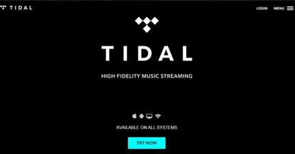 La página de Tidal, desde la que se puede descargar la aplicación o abir el reproductor web.