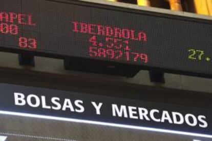 Vista del panel de la Bolsa de Madrid.