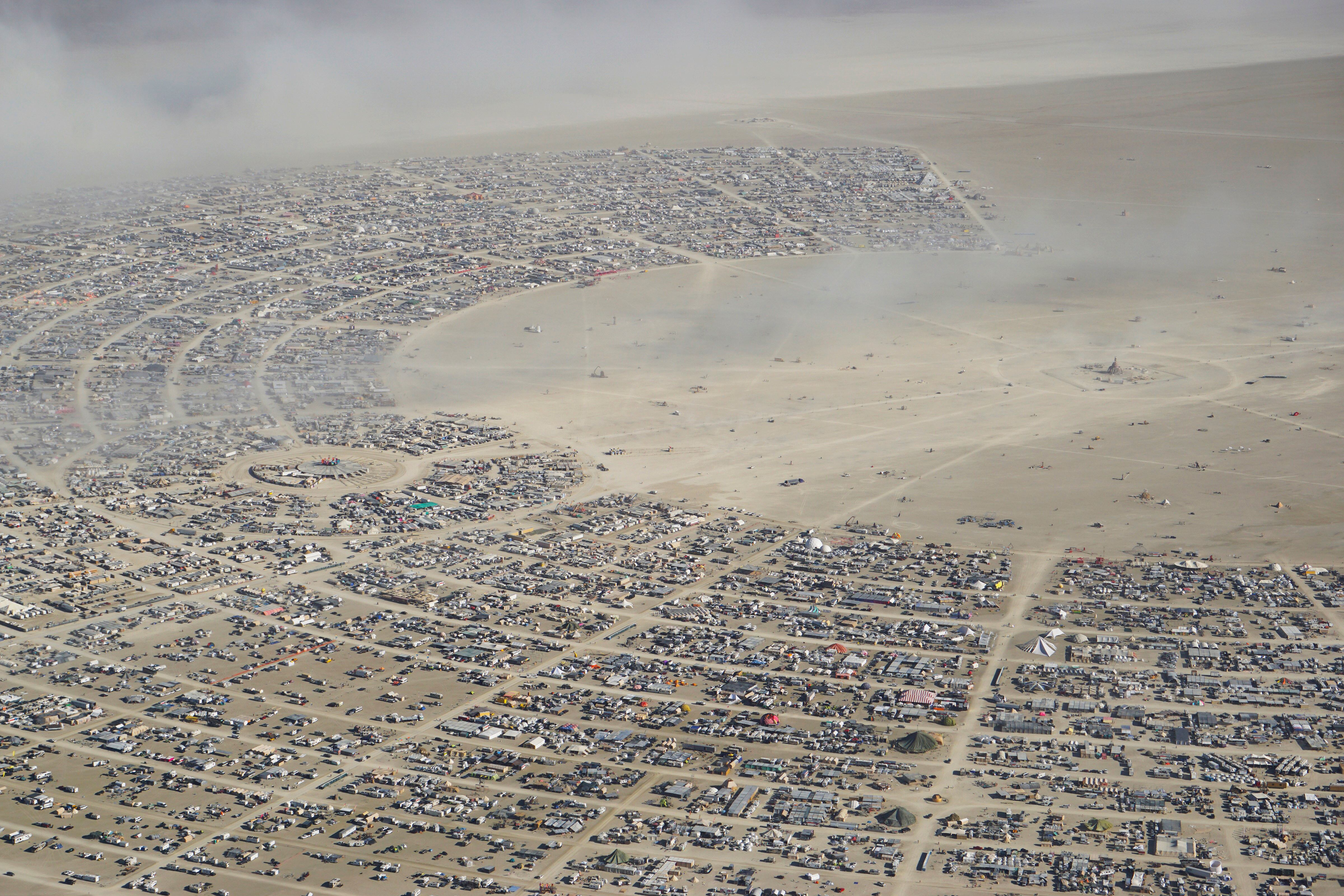 La zona de acampada del Burning Man en 2022.