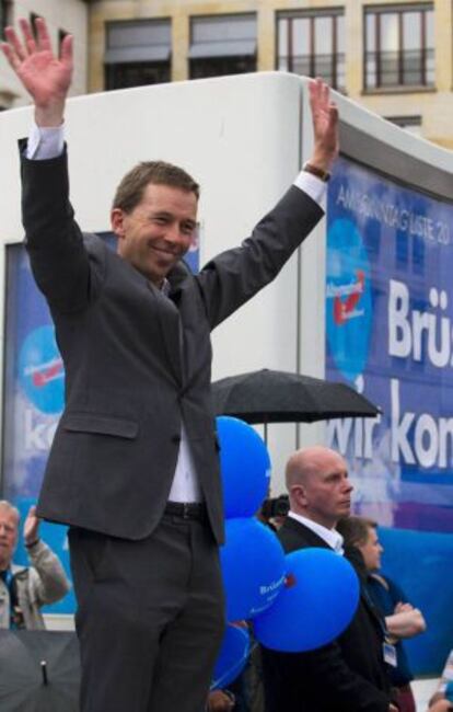 El líder del partido euroescéptico Alternativa por Alemania, Bernd Lucke, en un mitin en Berlín.