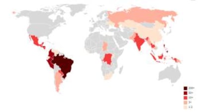 Assassinatos por país 2010-2015.