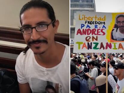 Manifestación para exigir su libertad del preso colombiano Andrés Felipe Ballesteros