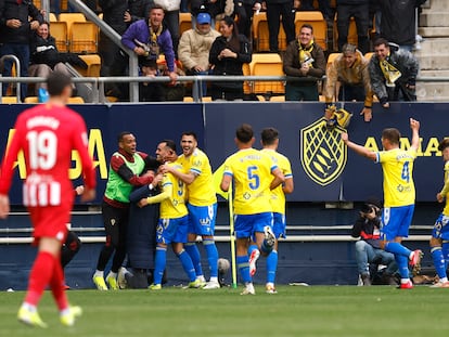 Juanmi celebra su segundo gol al Atlético.