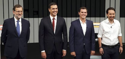 Rajoy, Sánchez Rivera e Iglesias