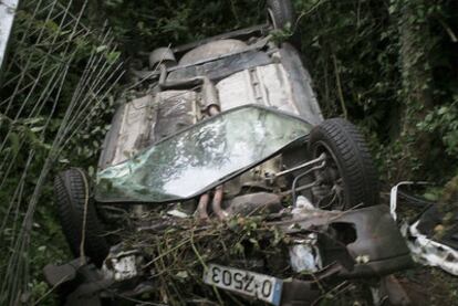 Accidente ocurrido el domingo en Asturias, en el que resultó herida una mujer.