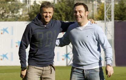 Luis Enrique y Sergio, esta ma&ntilde;ana.