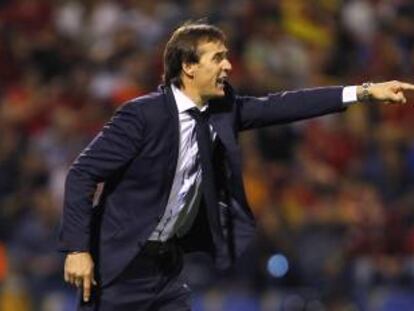 Lopetegui, en el partido de España contra Albania.