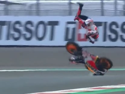 Marc Márquez, en un momento del accidente.