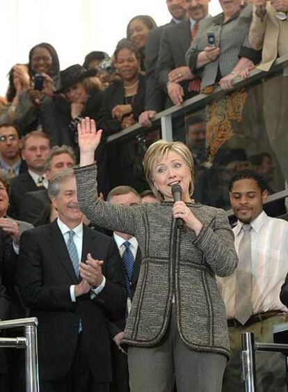 Clinton, durante el acto de bienvenida al Departamento de Estado.