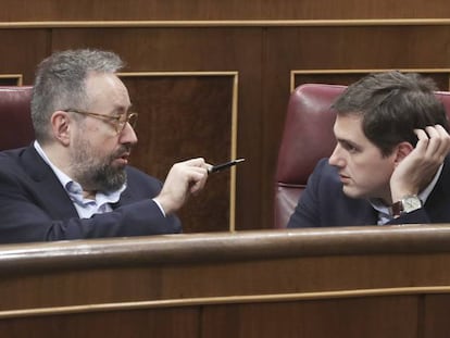 Juan Carlos Girauta y Albert Rivera, la pasada semana en el Congreso.