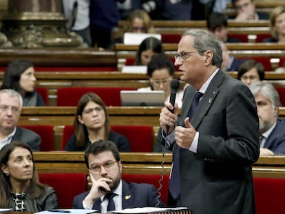 El presidente de la Generalitat, Quim Torra, este miércoles en el Parlament.