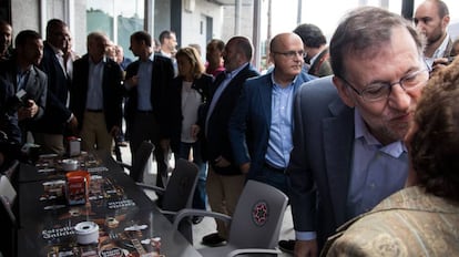 Mariano Rajoy durante la campaña electoral a las autonomías gallegas.