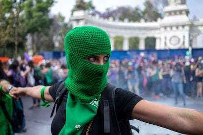 Una manifestante a favor del aborto en una protesta el pasado 8 de marzo, en la Ciudad de México.