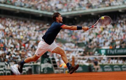 Dominic Thiem, en una jugada durante la final de Roland Garros.