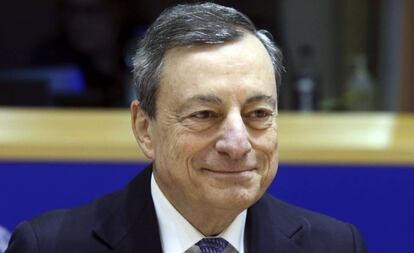 Mario Draghi, en el Parlamento Europeo este lunes.