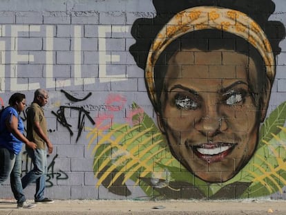 Um mural em homenagem à vereadora Marielle Franco.