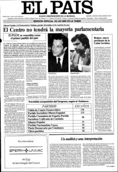 Edición especial de EL PAÍS el 16 de junio de 1977.