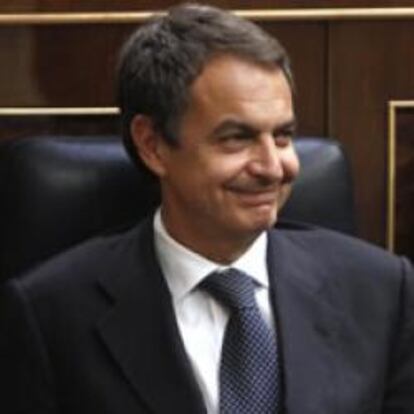 El presidente del Gobierno, José Luis Rodríguez Zapatero, hoy en el Congreso