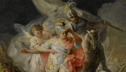 Fragmento del boceto realizado por Goya, en 1770, para el cuadro “Aníbal vencedor que por primera vez mira Italia desde los Alpes”.