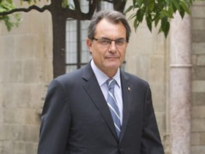 El presidente de la Generalitat, Artur Mas, a su llegada a una reunión del Ejecutivo en el Palau de la Generalitat.